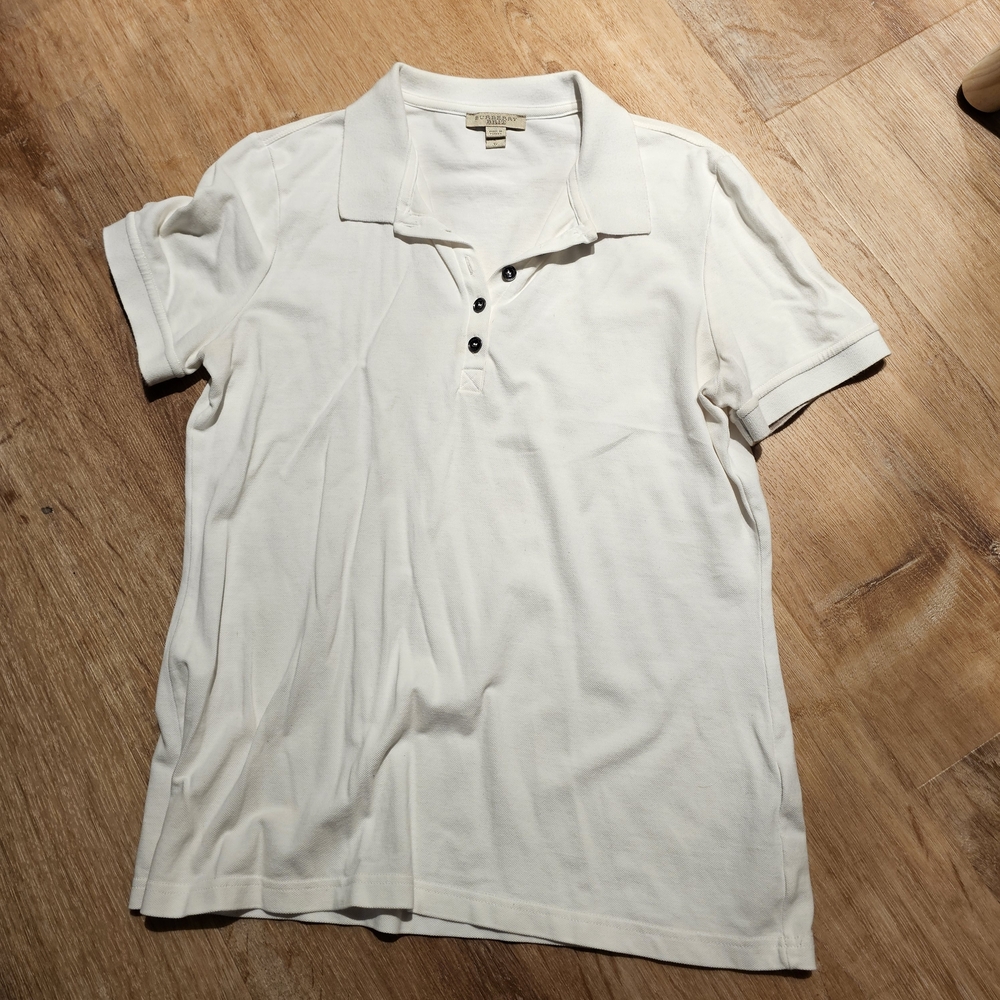 Burberry White Short Sleeve Polo Shirt